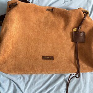 Songmont Crossbody Bag  Medium Gather Bag - Ochre Suede
